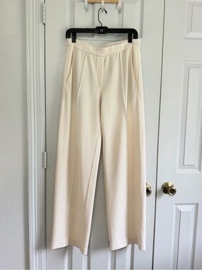Lululemon Women’s Ivory cream Wide Leg Trouser Pants High Rise Pull On Pockets M